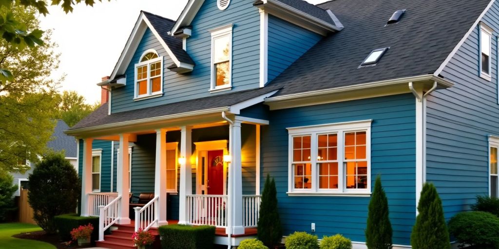 Vibrant outdoor vinyl siding on a house exterior.