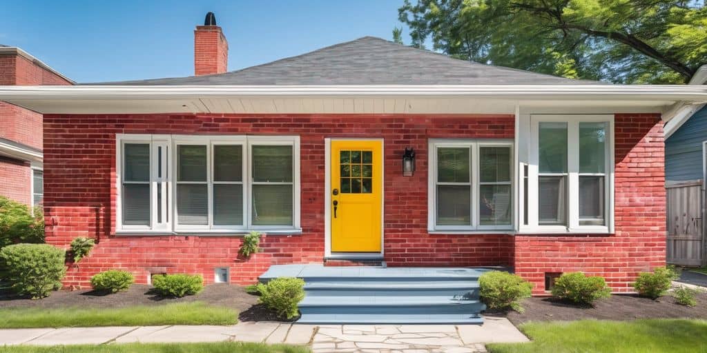 Freshly painted brick house exterior