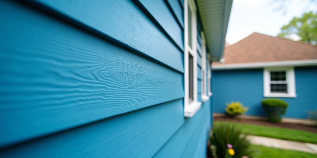 House with blue vinyl siding