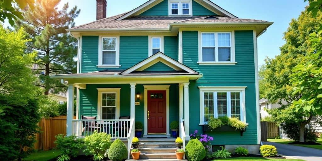 Bright house with eco-friendly aluminum siding colors.