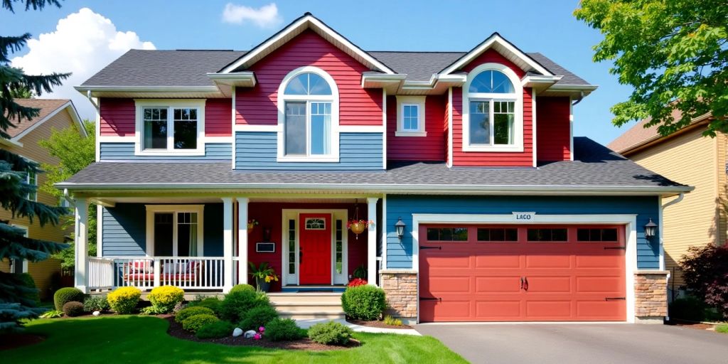 Brightly painted aluminum siding house exterior in St. Catharines.