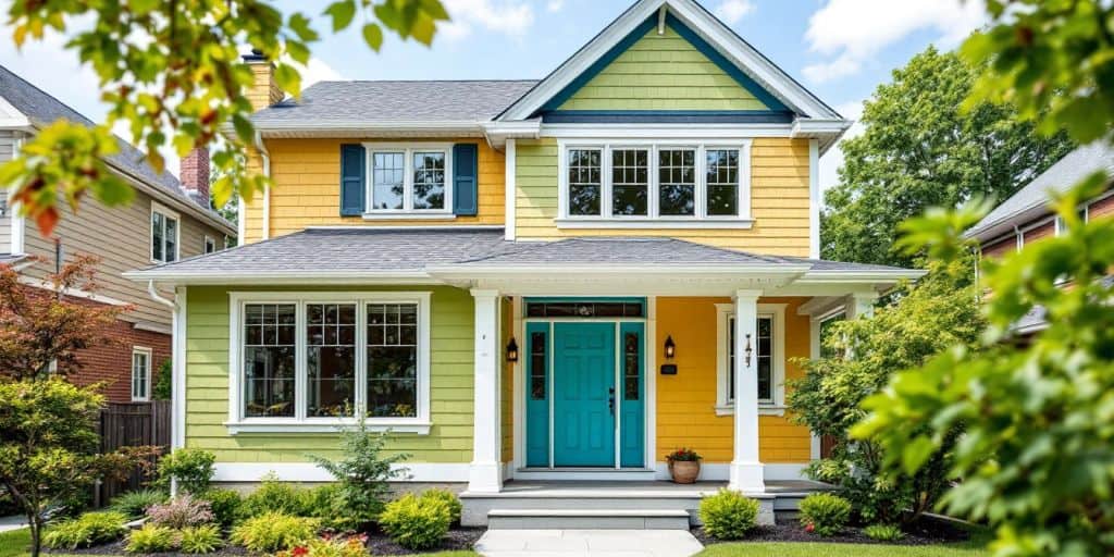 Brightly painted house exterior in Etobicoke.