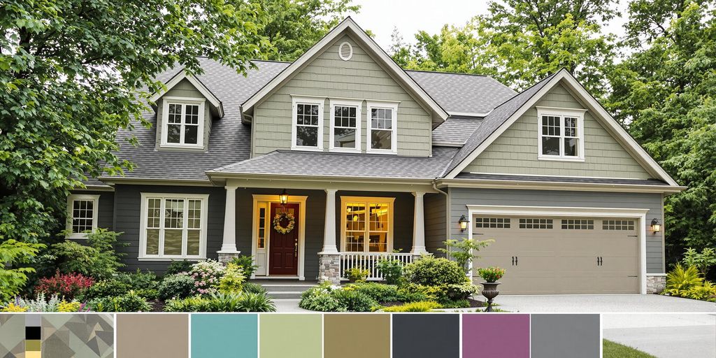 Vibrant exterior house colors and paint swatches.