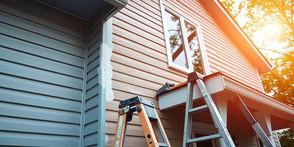 Painting vinyl siding on a house exterior