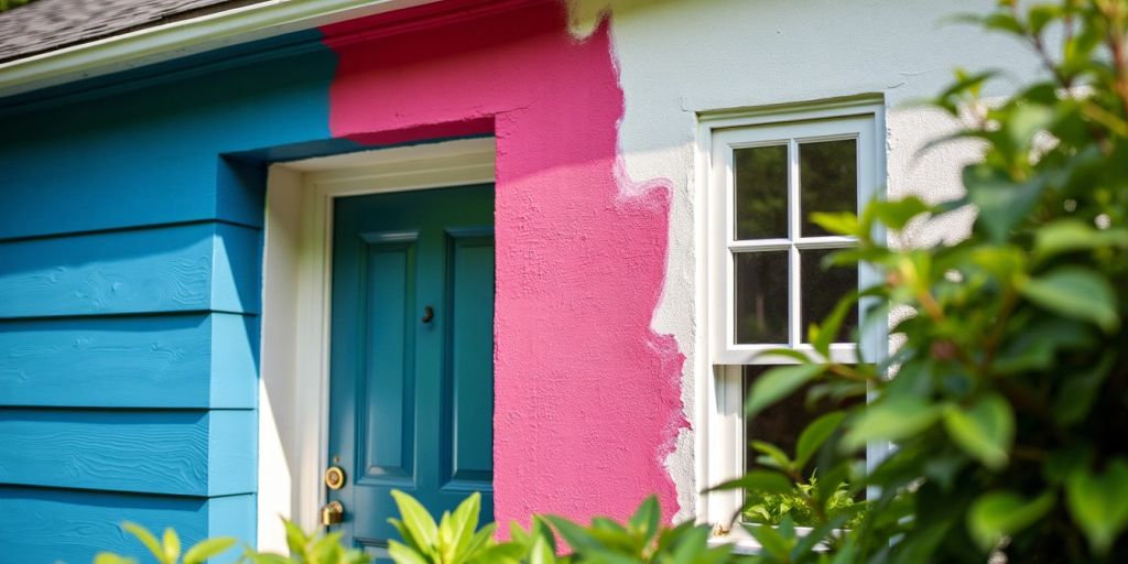 Brightly painted house exterior in Niagara Falls.