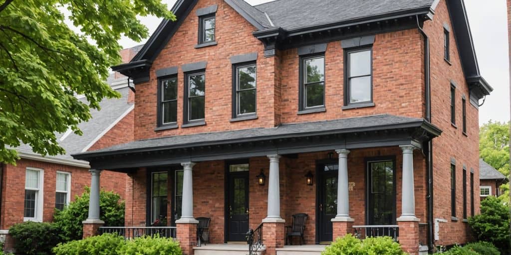 Restored historical house with elegant brickwork and paint.