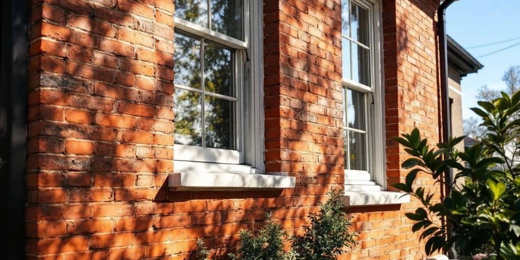 Bright painted brick home exterior in Etobicoke.