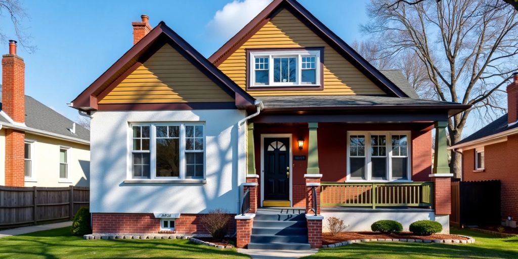 House exterior with painted and stained bricks