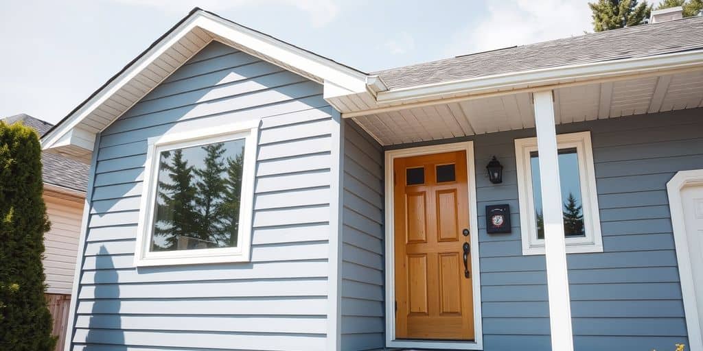 House with blue-grey vinyl siding