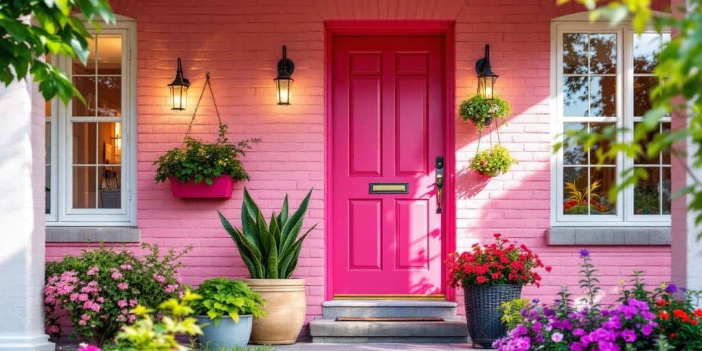 Brightly painted brick house exterior in Guelph.