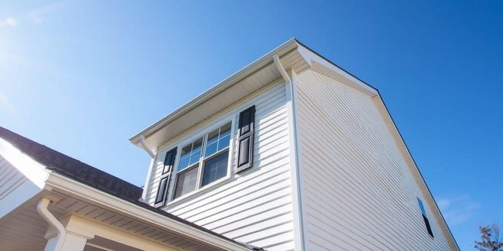 House with pristine vinyl siding under clear sky