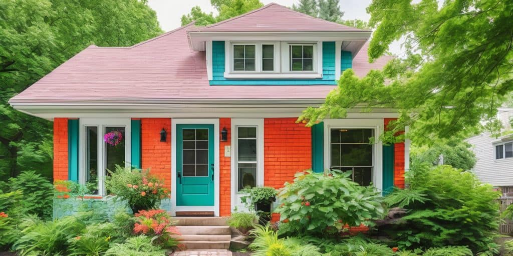 House with creatively painted brick accents