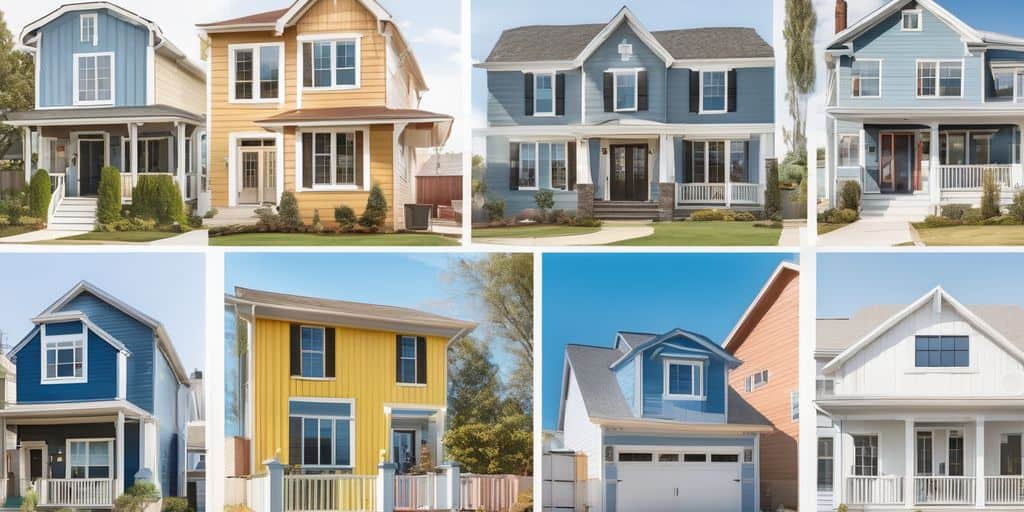 Houses with different exterior finishes