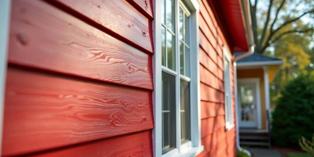 Freshly painted house exterior with plastic siding.