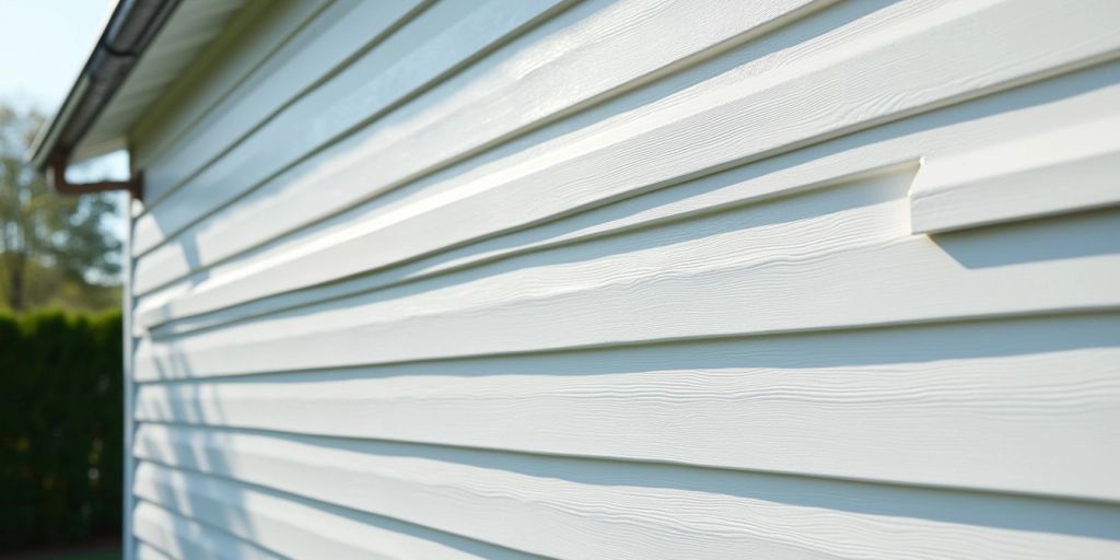 Freshly painted aluminum siding on house exterior.