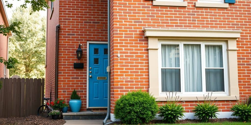 Freshly painted brick house exterior